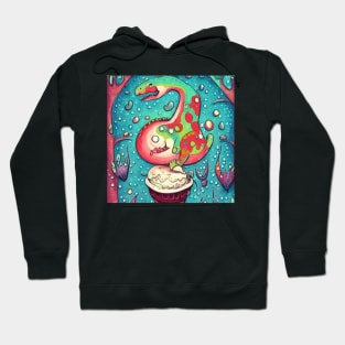 happy dinosaur love ice cream art Hoodie